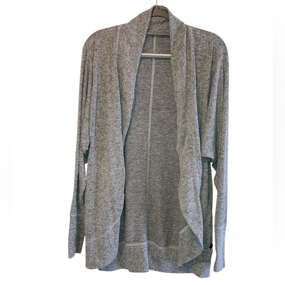 Small grey open cardigan thumb holes